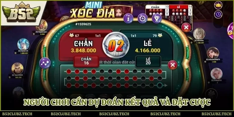 Người chơi cần dự đoán kết quả và đặt cược